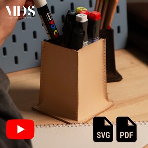 Leather Pen Holder Pattern PDF, Leather Pattern, Leathercraft with Video Tutorial, Leather Pattern, Leather DIY
