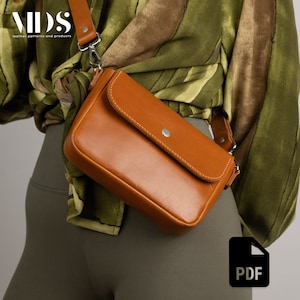 Ledertasche Schnittmuster, Leder Crossbody Bag PDF Schnittmuster, Digitale Vorlage für Satteltasche, Ledertasche DIY Vorlage