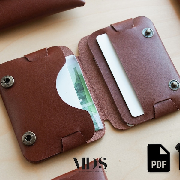 Leather Origami Wallet Pattern PDF, Leather Card Wallet Template PDF, Leather Wallet Pattern, Stitchless wallet pattern