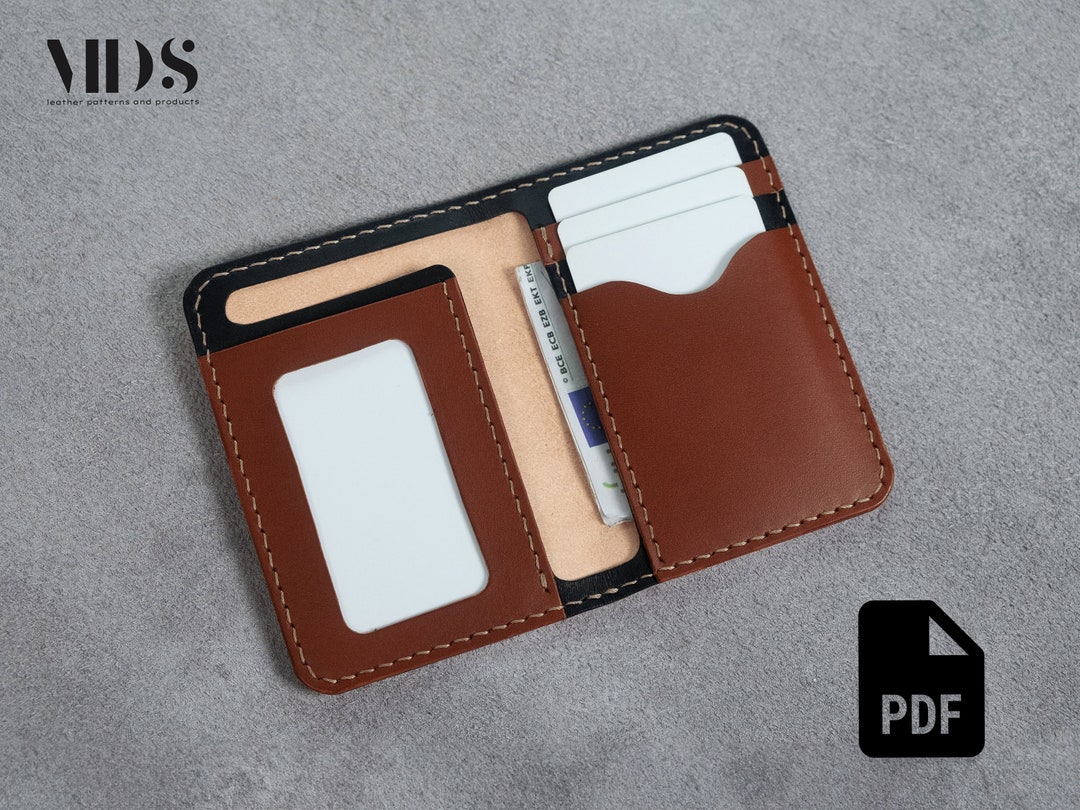 Leather Bifold Wallet Pattern, Leather Id Card Wallet Template PDF ...