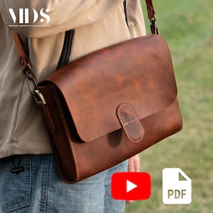 Leder Messenger Tasche PDF Schnittmuster, Ledertasche Schnittmuster, Crossbody Bag Schnittmuster, Leder DIY, Taschen Schnittmuster PDF