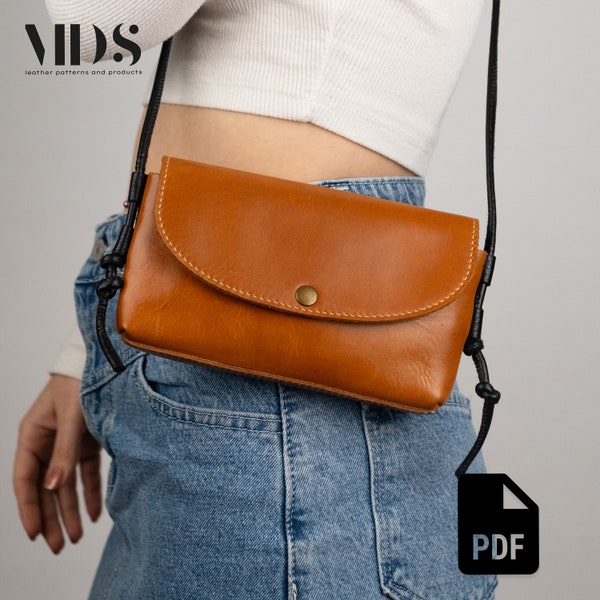 Leather Shoulder Bag PDF Pattern, Leather Crossbody Bag, Leather Bag Pattern, Leather DIY, Digital Template for Saddle Bag