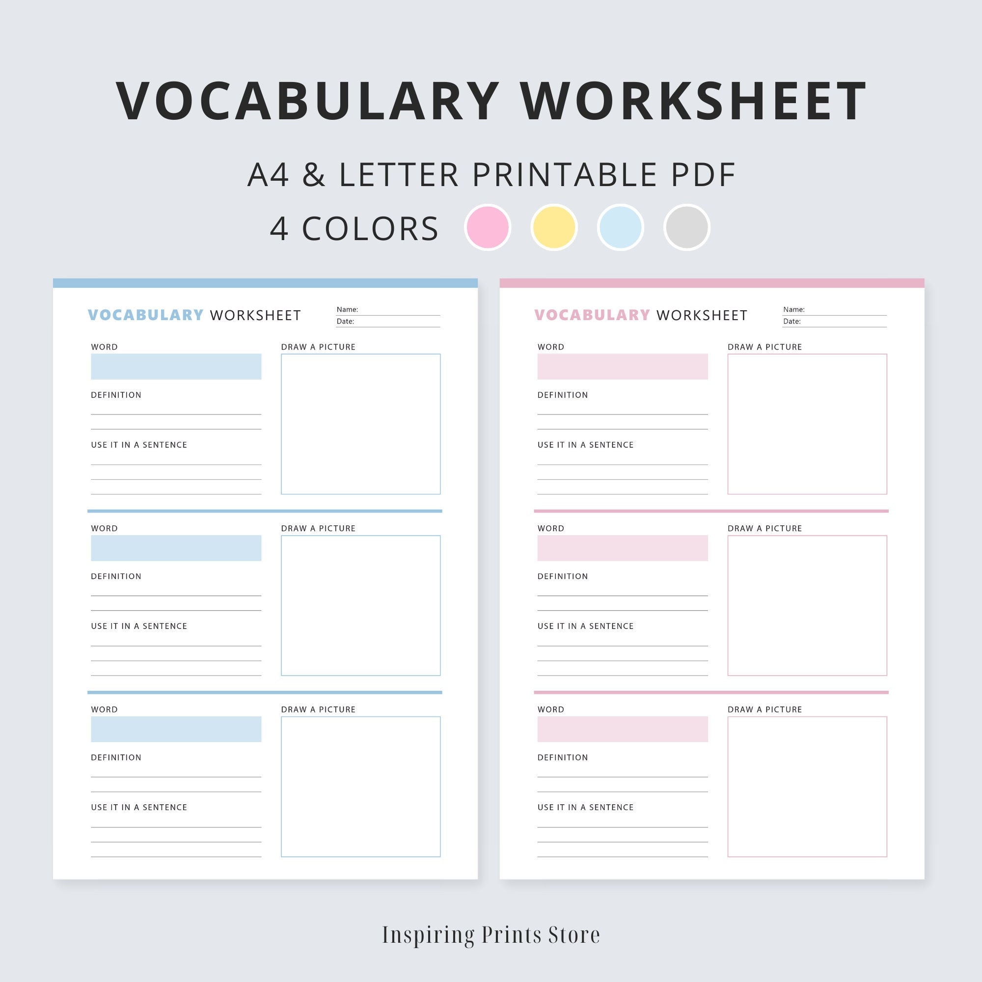 vocabulary-worksheet-printable-vocabulary-practice-sheet-language-learning-template-word-definition-sentence-picture-vocabulary-list-etsy for Free Printable Blank Vocabulary Worksheets Vocabulary Worksheet Printable, Vocabulary Practice Sheet, Language Learning Template, Word Definition, Sentence, Picture, Vocabulary List - Etsy for Free Printable Blank Vocabulary Worksheets
