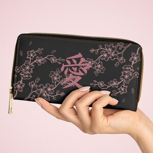 Cute Minimal Leather Zipper Women Wallet for Mothers Day Gift for her Gift for mom Kawaii Anime Wallet Japanese Wallet Custom Wallet Cute