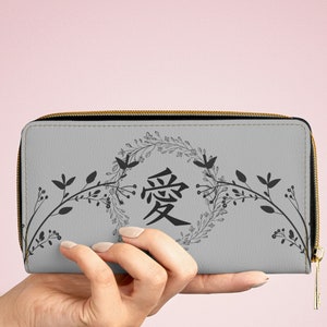 Flower Zipper Leather Wallet Japanese Flower Wallet Women Wallet Gift for her Mothers Day Gift Cute Flower Wallet Custom Wallet Premium Gift