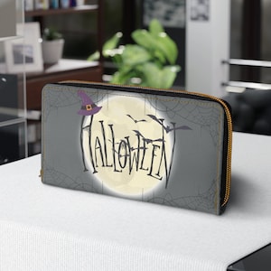 Cartera de Halloween de dibujos animados mínimos para mujeres cartera de cuero regalo para su regalo para regalo de vacaciones para Halloween cartera de temporada espeluznante lindo