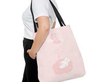 Kawaii Bunny Tote Bag Women Gift for her Gift for mom Gift for Mothers Day Gift Grocery Bag Beach Bag for Gym Cute Tote Bag for Girl Bag