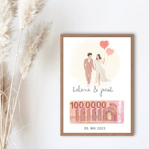 Geldgeschenk für das verliebtes Brautpaar |  eine Million für das frisch vermählte Paar | Geschenkidee Hochzeit | digitale Datei Din A4