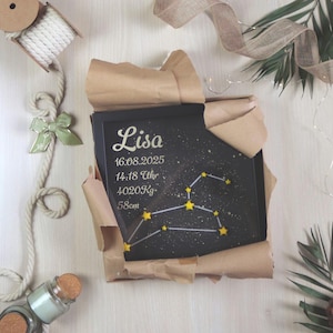 Personalized constellation frames with birth details | Unique baby gift | Baby gift with name & date | Handmade decoration