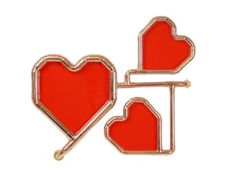 PROMOTION ! Cadre photo multiple en cuivre avec plusieurs cœurs | Présentoir photo | Cadeau Saint-Valentin | Cadre souvenir de mariage | Fait main au Royaume-Uni | Prêt à être expédié