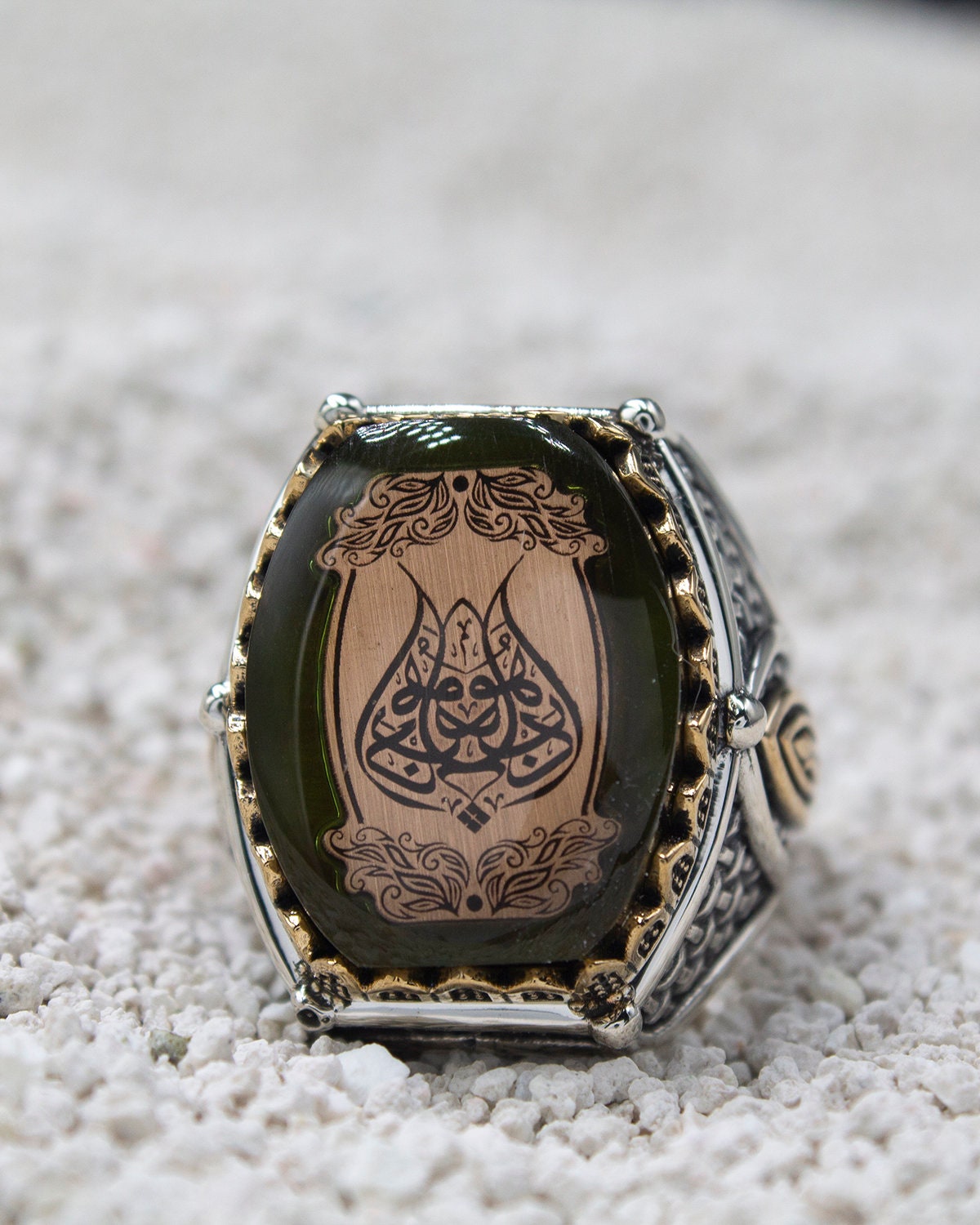 Arabic Calligraphy Art Engraved Mens Ring , Islamic Calligraphy Ring ...