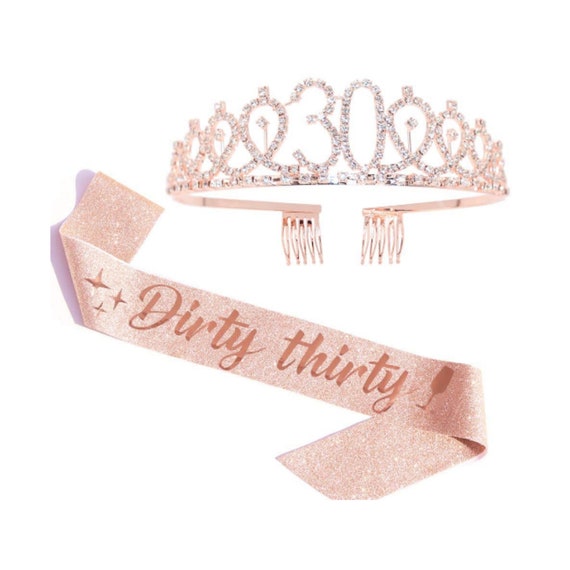 Dirty 30 Geburtstags-Deko Set – Mit Strass-Diadem & „Dirty Thirty“ Schärpe In Gold Für Frauen