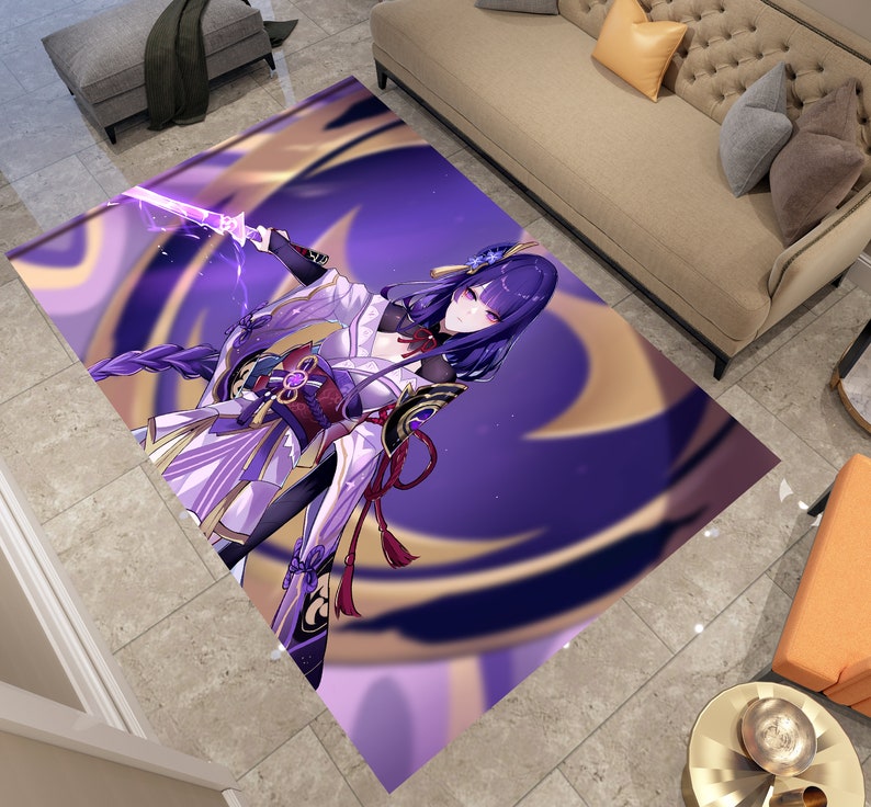 Genshin Impact Raiden Shogun Anime Girl Rug Birthday Gift for Etsy Singapore