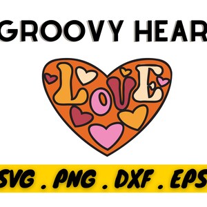 Love Vintage groovy Heart Design SVG,Groovy vintage Heart design,heart sublimation design,instant download,heart lover png svg eps dxf