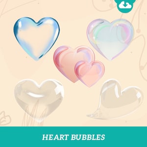 Heart bubbles hight quality,colorful transparant bubbles heart, digital download png file