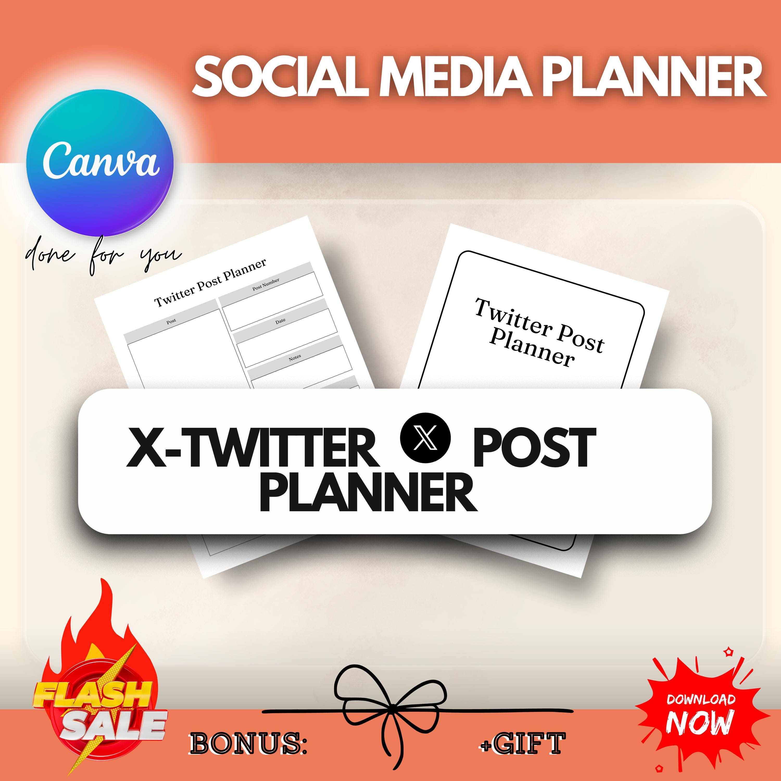 Facebook & X Twitter Post Planner | Canva Social Media Tracker ...