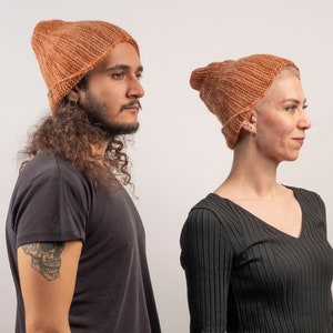Brown Alpaca Wool Beanie-  Crochet Alpaca Hat-  Knitted Unisex Wool Beanie Cap- Wool Winter Hat For Men and Women