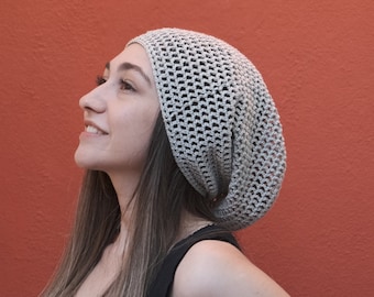 Bonnet d'été ample au crochet, vêtements Boho hippie pour hommes et femmes, chapeau légèrement ample, bonnet ample, bonnet d'été en lin