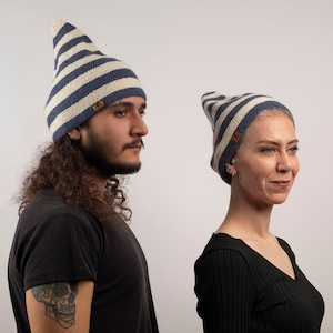 Hand Knitted Crochet Slouchy Beanie-Mens and Women Beanies-Boho Hippie Clothing-Festival and Winter Rave Hat- Hand Knitted Adult Elf Hat