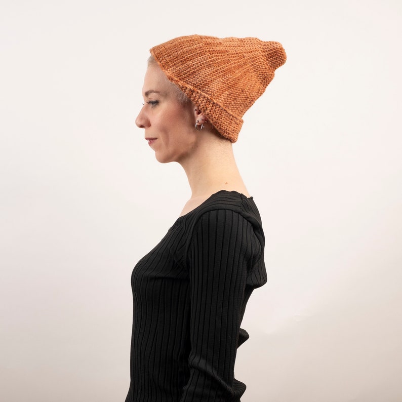 Brown Alpaca Wool Beanie Crochet Alpaca Hat Knitted Unisex Wool Beanie Cap Wool Winter Hat For Men and Women image 8