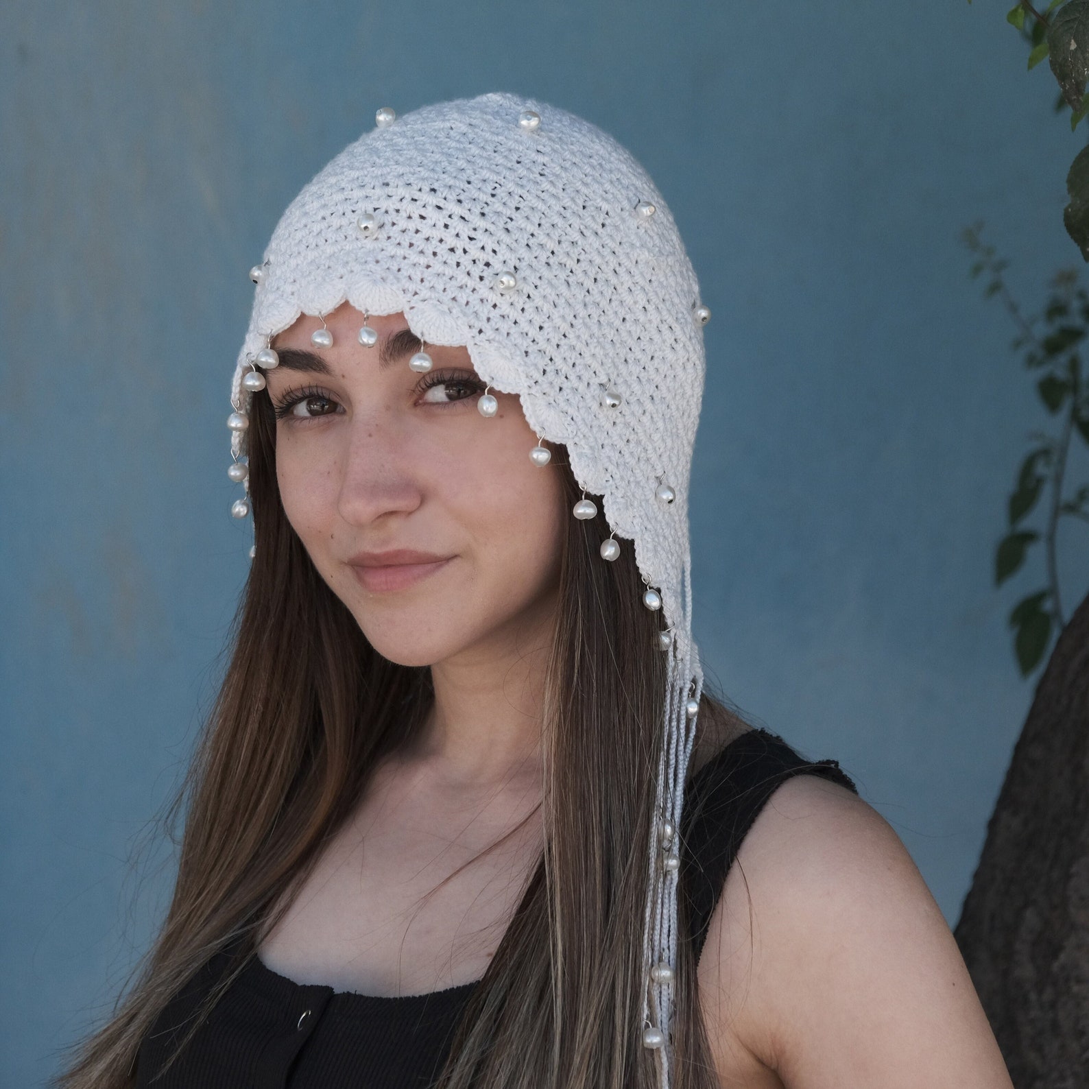 White Knitted Crochet Skull Cap Hatsummer Boho Skull Capswomen Boho