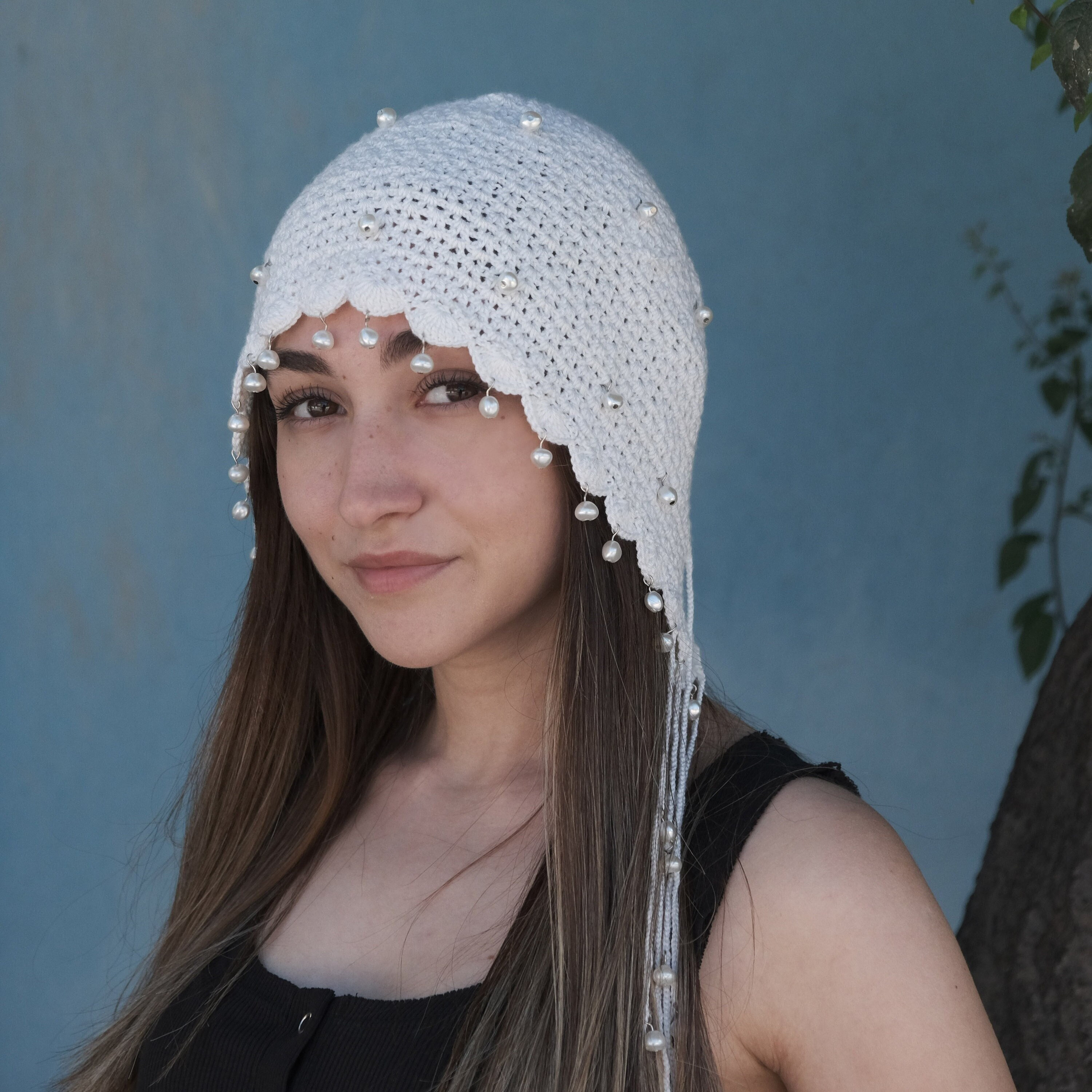 White Knitted Crochet Skull Cap Hat-summer Boho Skull Caps White Knitted Crochet Skull Cap Hat-summer Boho Skull Caps