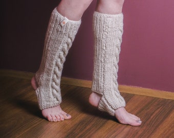 XS -Sheep Wool Hand Knitted Yoga Socks-Leg Warmers-Knee High Socks- Knee High Leg Warmers-Pole Dance Wear-Active Wear