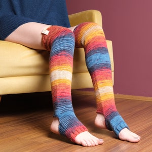 Colorful Hand Knitted Leg Warmers-Yoga Socks-Yoga Knee Socks -Over The Knee Socks-Balet Leg Warmers-Pole Dance Wear-Yoga Clothes