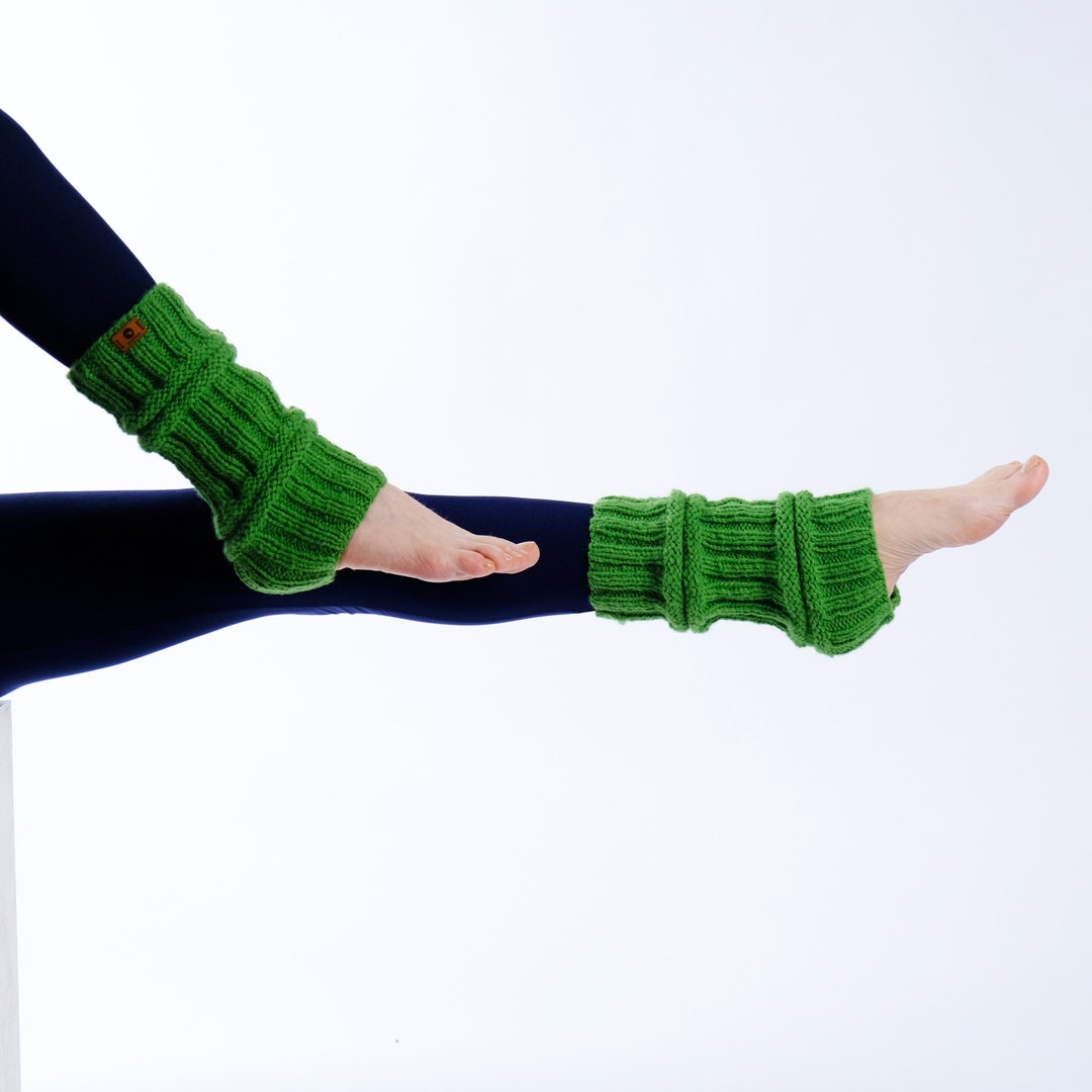 Green Hand Knitted Chunky Leg Warmers Crochet Slouchy Ballet Etsy