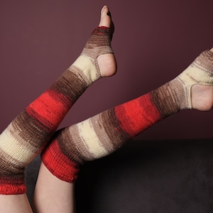 Colorful Hand Knitted Leg Warmers-Yoga Socks- Thigh High-Fluffy Socks-Women Knit Wear-Yoga Leg Warmers -Pole Dance Wear-Crochet Leg Warmers