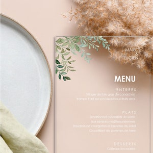 Wedding menu Eucalyptus transparent in personalized plexiglass /Minimum quantity 5 menus