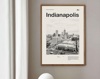 Indianapolis Print | Indianapolis Poster | Indianapolis Wall Art | Mid Century Poster | Travel Print Art | Indiana