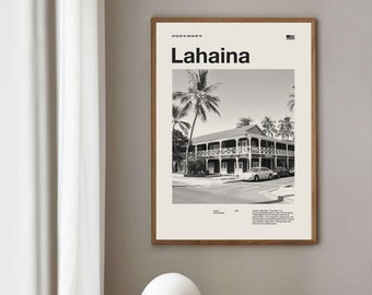 Lahaina Print | Lahaina Poster | Lahaina Wall Art | Mid Century Poster | Travel Print Art | Hawaii