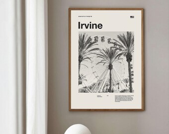 Irvine City Art Print | Irvine Poster | Irvine Wall Art | Mid Century Poster | Travel Print Art | California