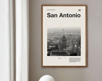Impresión de arte de San Antonio / Cartel de San Antonio / Arte de la pared de San Antonio / Cartel de mediados de siglo / Arte de impresión de viajes / Texas