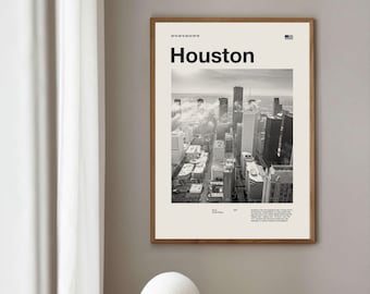 Houston Art Print | Houston  Poster | Houston Wall Art | Mid Century Poster | Travel Print Art | Texas