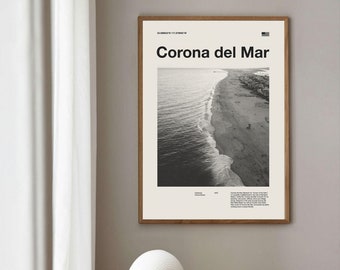 Impresión de Corona del Mar / Cartel de Corona del Mar / Arte de pared de Corona del Mar / Cartel de mediados de siglo / Arte de impresión de viaje / California / Cartel vintage