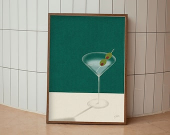 Martini Cocktail Minimalist Poster | Drinks Poster | Art Deco Poster | Cocktail Wall Art | Housewarming Gift | Bar Decor