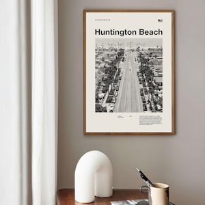 Huntington Beach City Kunstdruck | Huntington Beach Poster | Huntington Beach Wandkunst | Mid Century Poster | Reise Druck Kunst | Kalifornien
