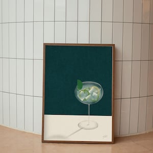 Gin & Tonic Cocktail Minimalist Poster / Drinks Poster / Retro Poster /  Cocktail Wall Art / Mid Century Modern / Vintage Bar Cart Decor