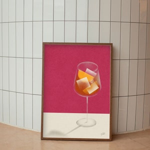 Aperol Cocktail Minimalist Poster | Drinks Poster | Art Deco Poster |  Cocktail Wall Art | Housewarming Gift | Bar Decor