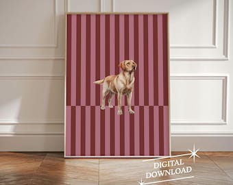 Labrador Retriever Striped Wall Art Dog Lovers Gift Dog Mom Gift Labrador Retriever  Art Trendy Dog Wall Art Pet Portrait Digital Download
