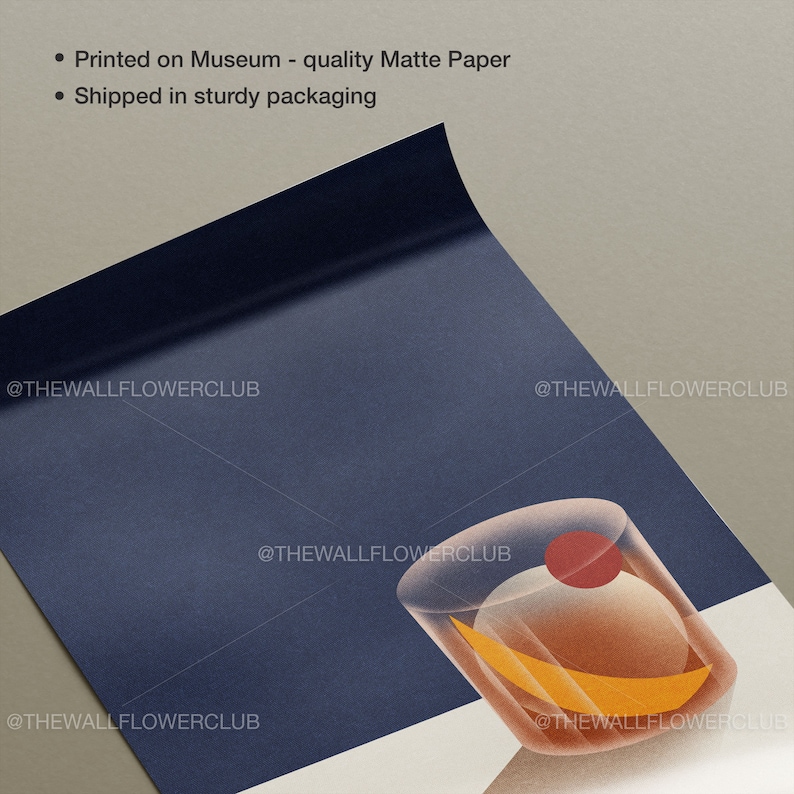 old fashioned minimalist poster, drinks poster, mid century modern print art, cocktail wall art, housewarming gift, bar decor, art decor, bauhaus art, bar cart decor