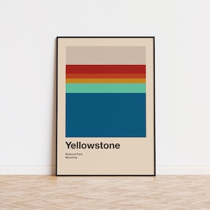 Yellowstone National Park Mid Century Poster | Abstract Travel Poster | Minimalist Art Print | National Park Poster |  Wyoming Poster