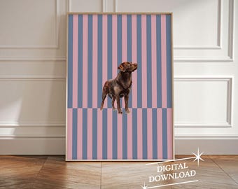 Labrador Retriever Striped Wall Art Dog Lovers Gift Dog Mom Gift Labrador Retriever  Art Trendy Dog Wall Art Pet Portrait Digital Download