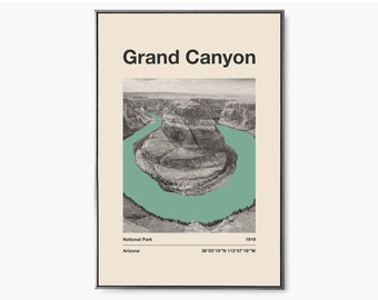 Grand Canyon National Park Mid Century Poster | Abstract Travel Poster | Minimalist Art Print | National Park Poster |  Arizona Poster