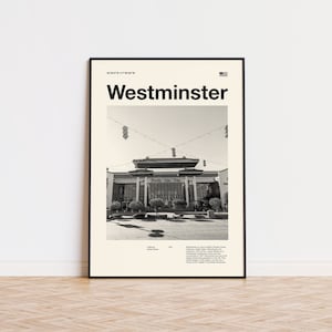 Westminster Print | Westminster Poster | Westminster Wall Art | Mid Century Poster | Travel Print Art | California