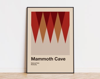 Mammoth Cave National Park Mid Century Poster | Abstract Travel Poster | Minimalist Art Print | National Park Poster | Kentucky Poster