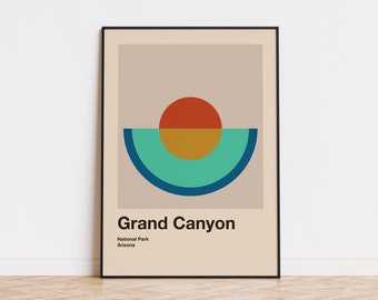 Grand Canyon National Park Mid Century Poster | Abstract Travel Poster | Minimalist Art Print | Arizona Poster
