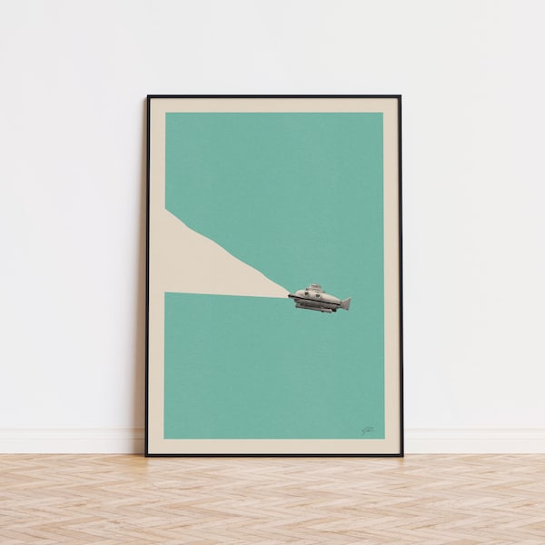 Life Aquatic Inspiriertes Poster | Minimalistischer Kunstdruck | Retro Kunstdruck | Wandkunst | Einweihungsparty Geschenk | Wes Anderson Filmposter